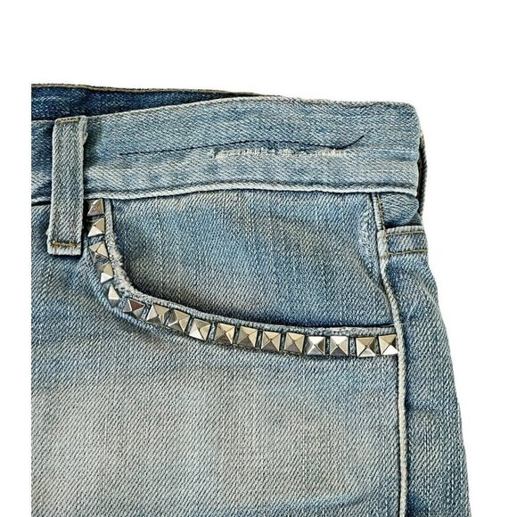 Current/Elliott The Boyfriend Light Wash Shorts Silver Stud Wash Women's Sz 26 - Picture 6 of 7